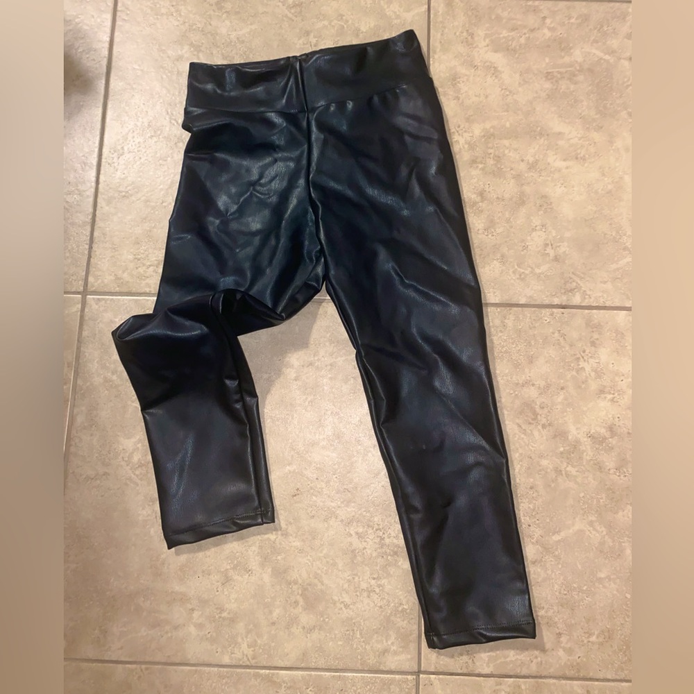 White Birch Faux Black Leather Crop Leggings NWT SMALL